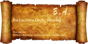 Balazsoviech Árpád névjegykártya